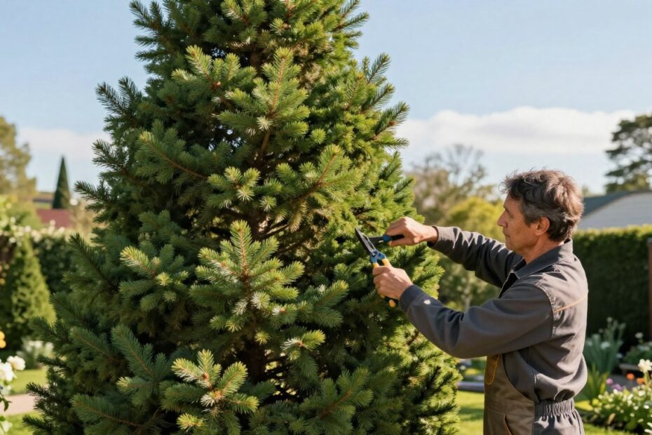 Jak przyciąć dużego świerka
